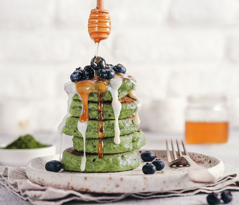 Pancakes with matcha tea