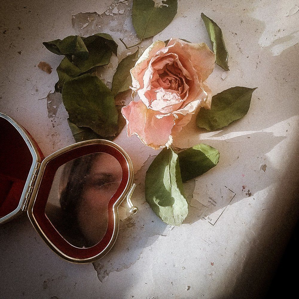 Роза и шкатулка в форме сердечка