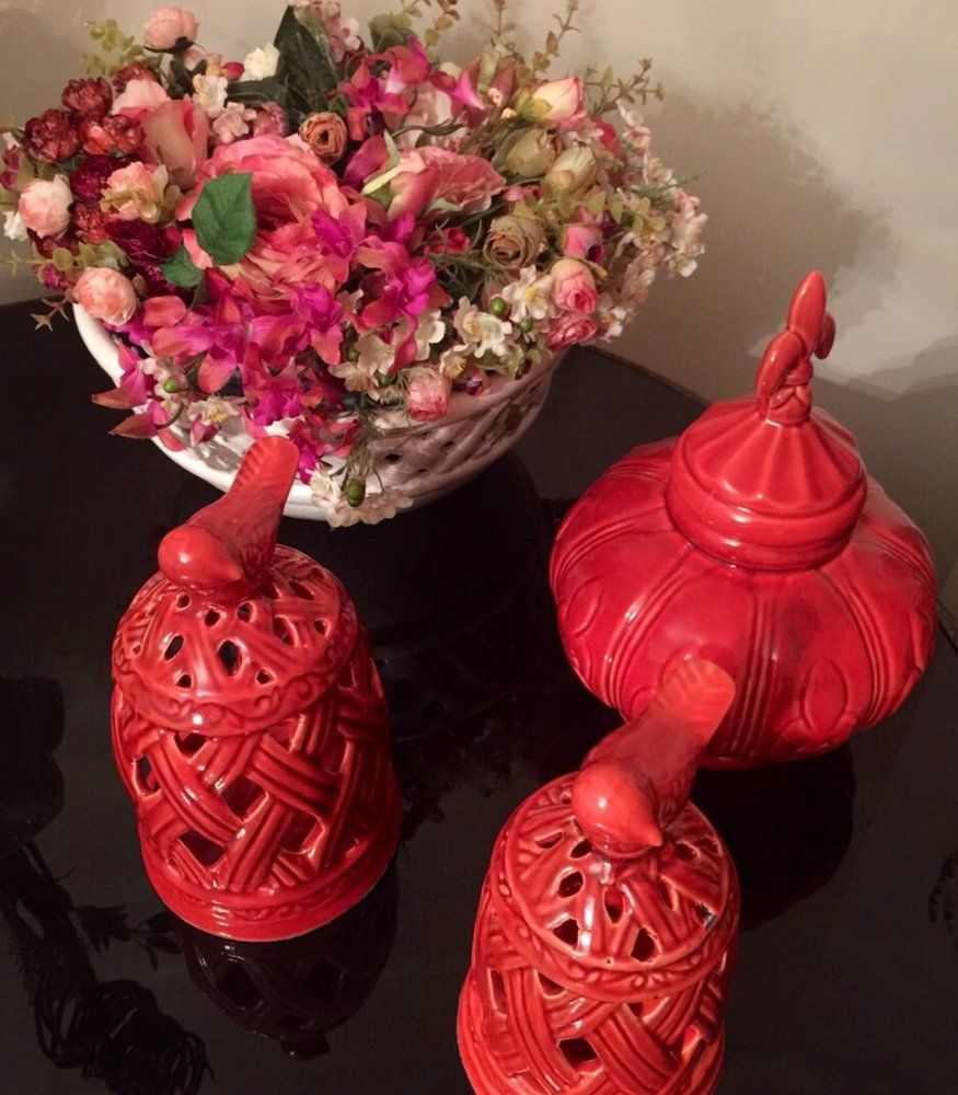 Flowers and ornaments.