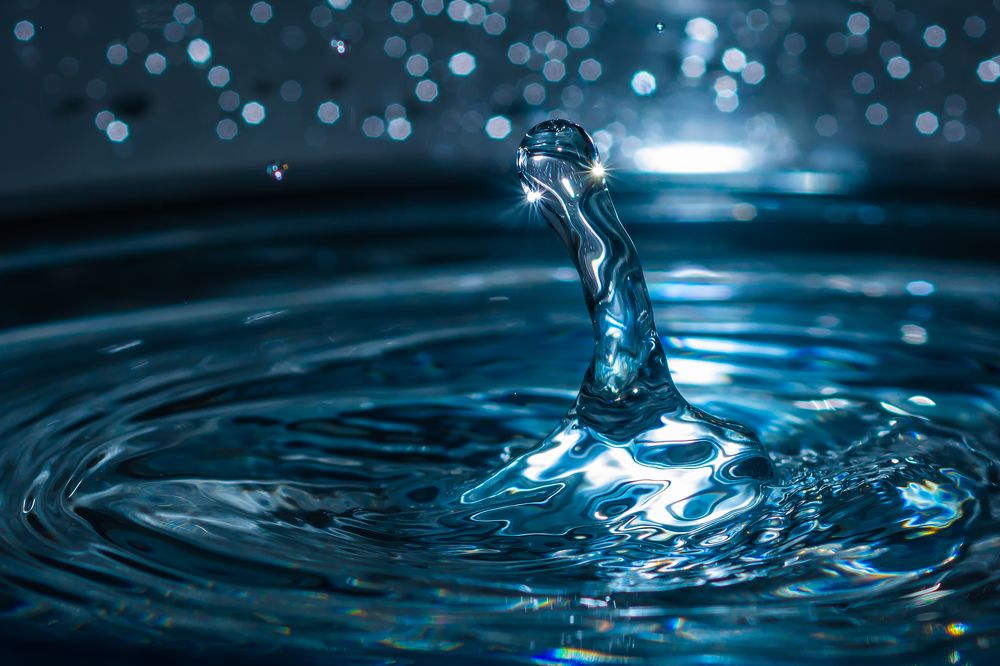 Blue water with two stars