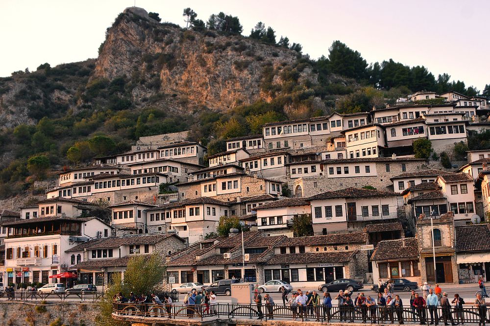 the 2500 year old city Berat / Albania in Sunset