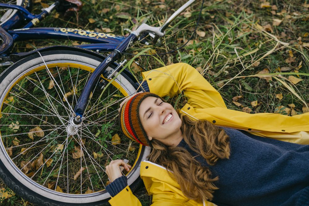 Autumn shine of woman smile