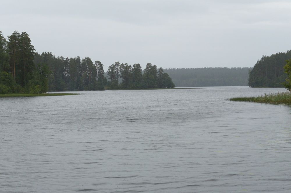 Cloudy weather hung over the lake.