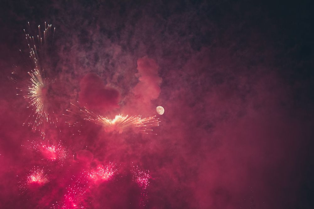 Firework and the Moon