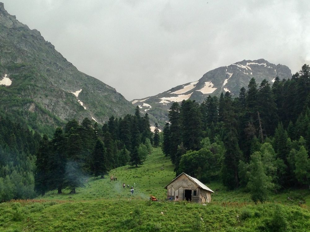 Lonely hut in the mountains