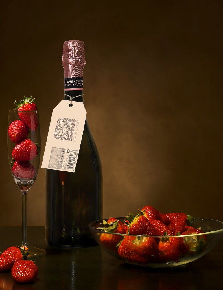 strawberries and wine