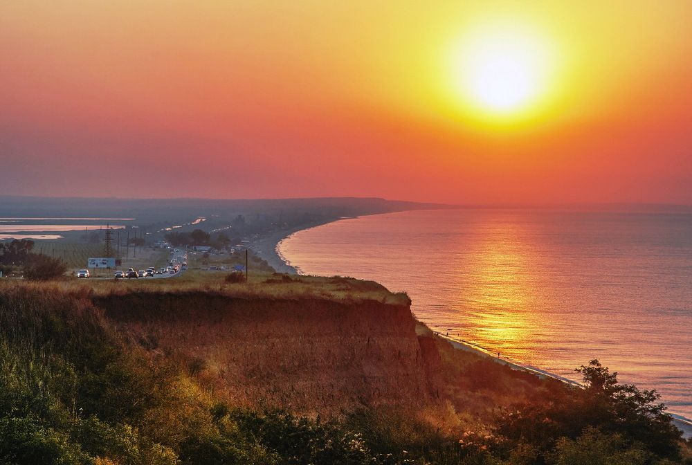 Закат на море.