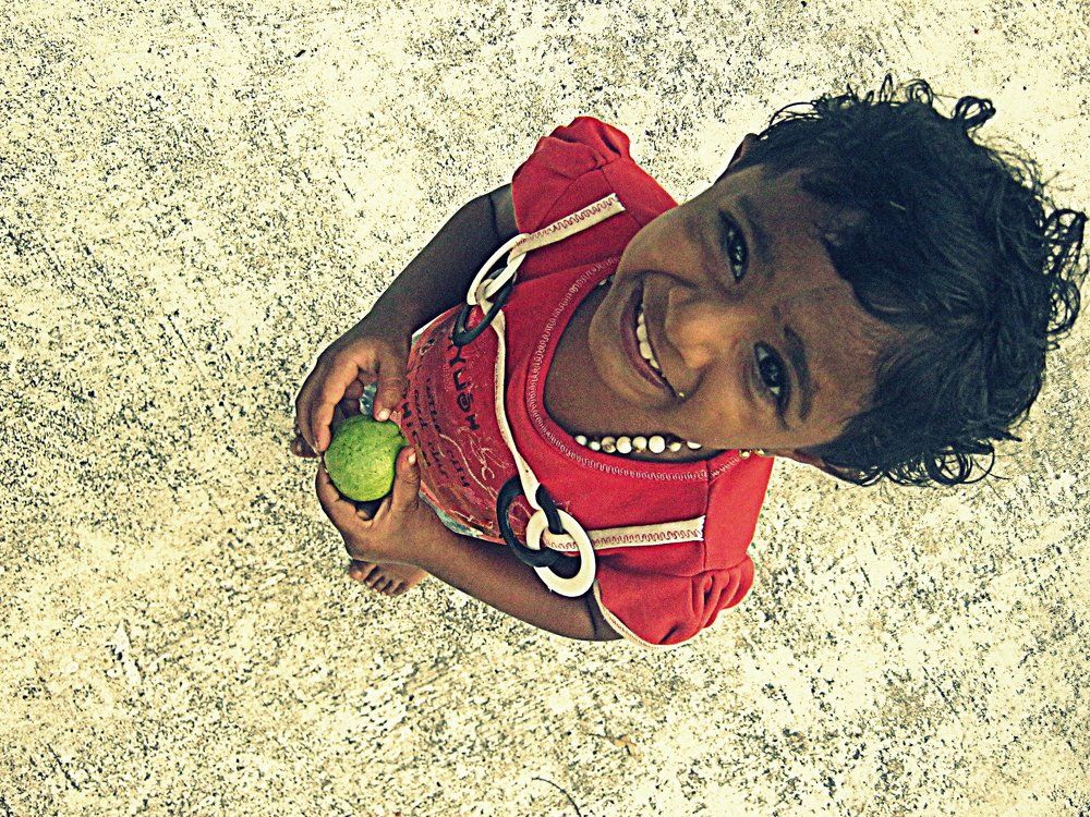 happy child with guava