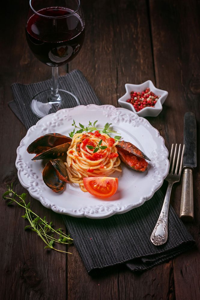 Спагетти с мидиями
