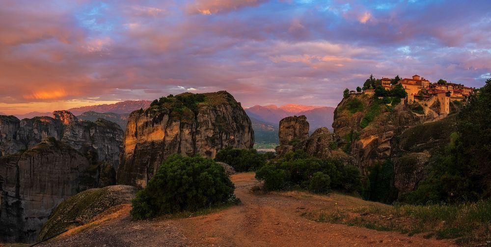 Meteora rocks at sunrise