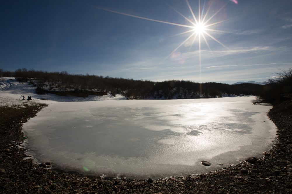 Frozen Alpan Lake in Azerbaijan