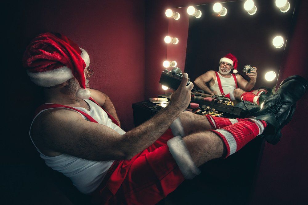 Santa Claus making selfie
