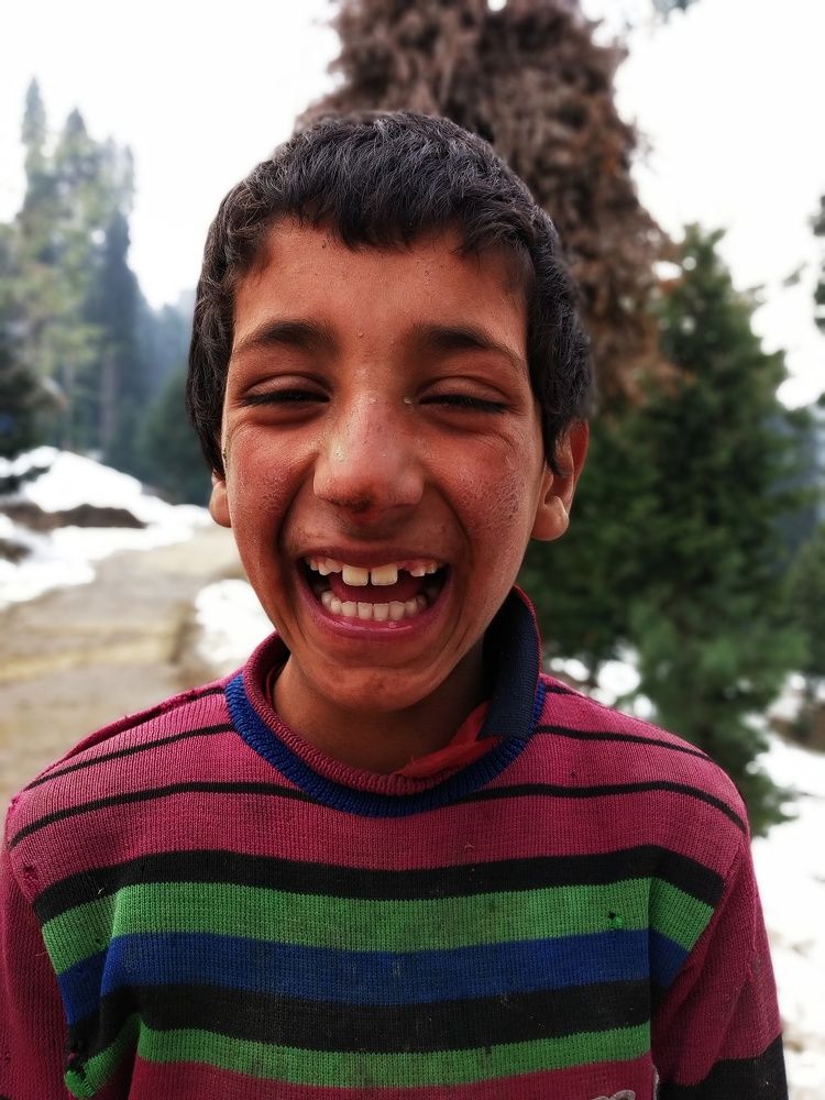 A boy looking over during the winter season in Kashmir, Picture taken on 19 nov 2018