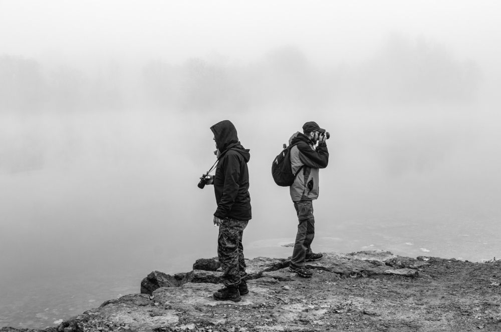 Photographers in fog.