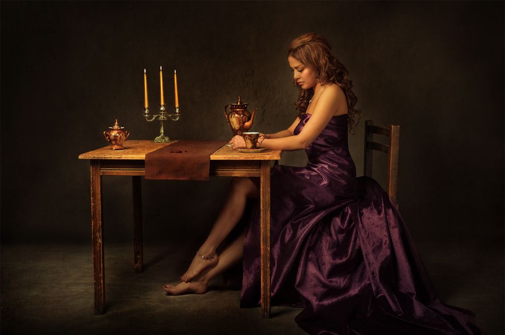 Waiting for her lover in basement