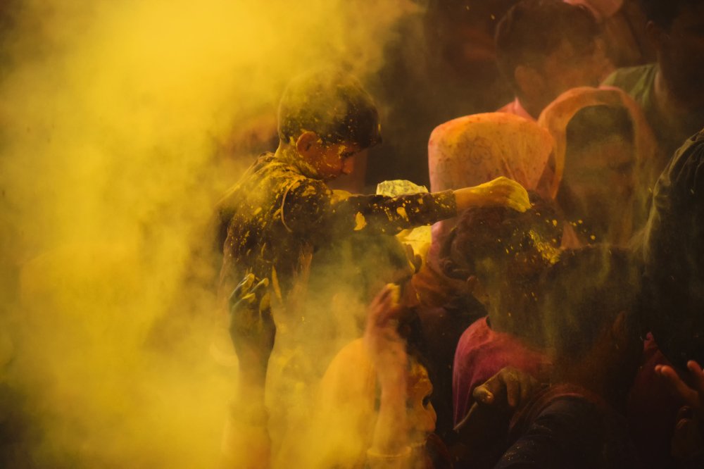 Enjoy festival on his father shoulder