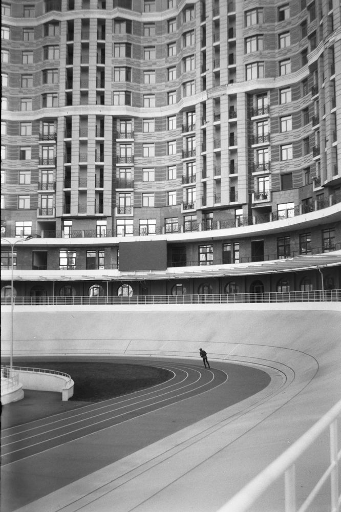 Without wheels on bicycle track