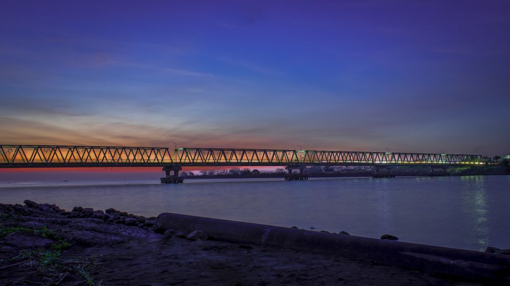 Sunset Over The Borombong Bridge ,