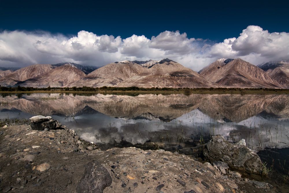 Barren Mountains and Calming Reflections of Nubra Valley