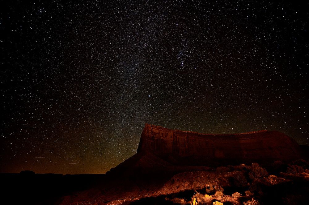 Monument valley at night