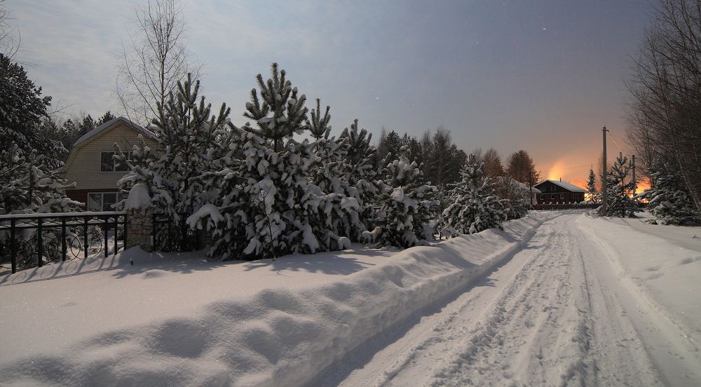 Морозный декабрь в лунном свете
