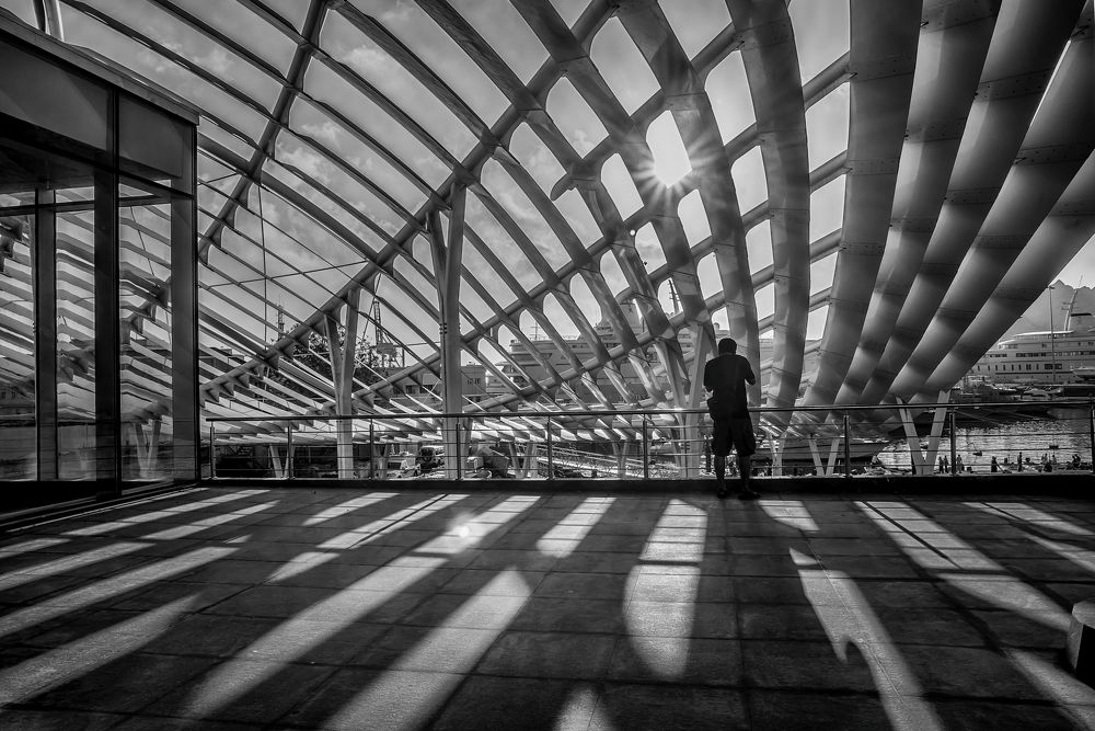 Pattern shadows in a building.
