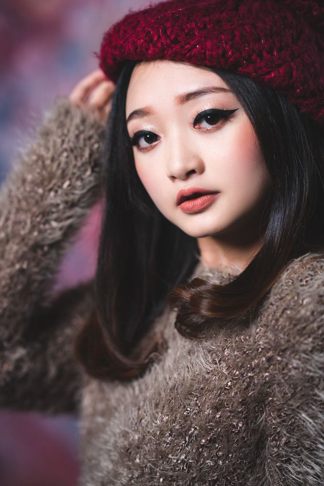 Lovely girl in christmas studio shooting