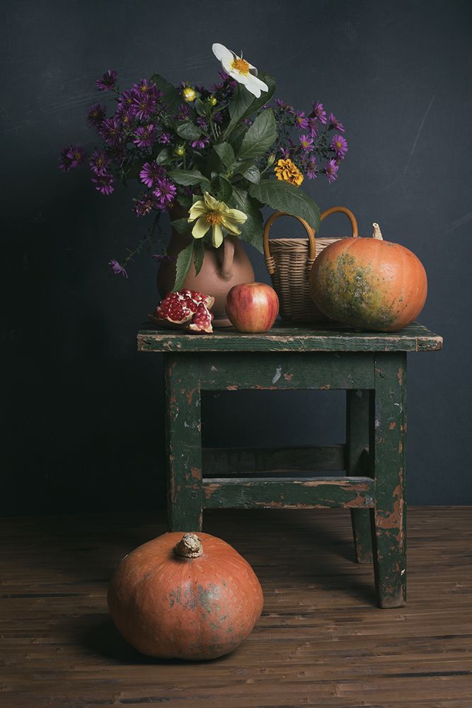Autumn still life with pumpkins