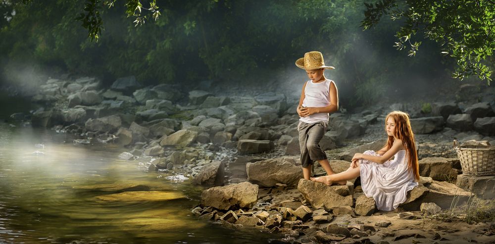 Children on the river