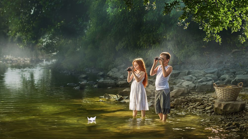 Children on the river
