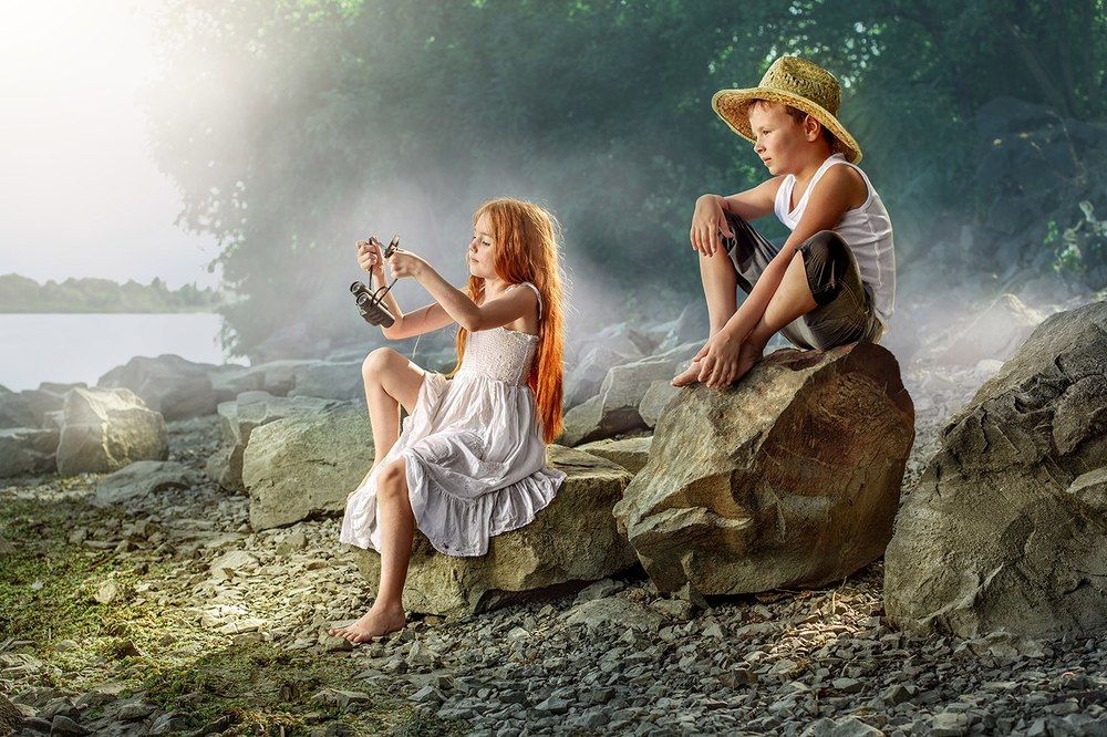 Children on the river