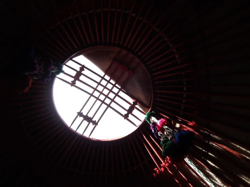 Tunduk in a yurt of Kyrgyz people