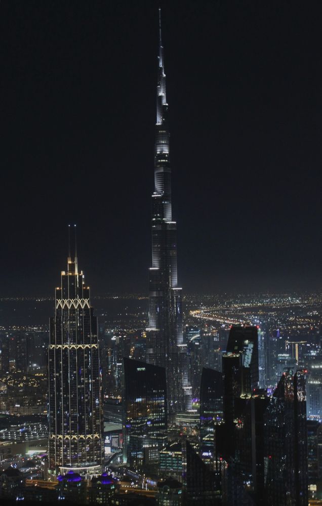 Amazing view on Burj Khalifa at night, Dubai.