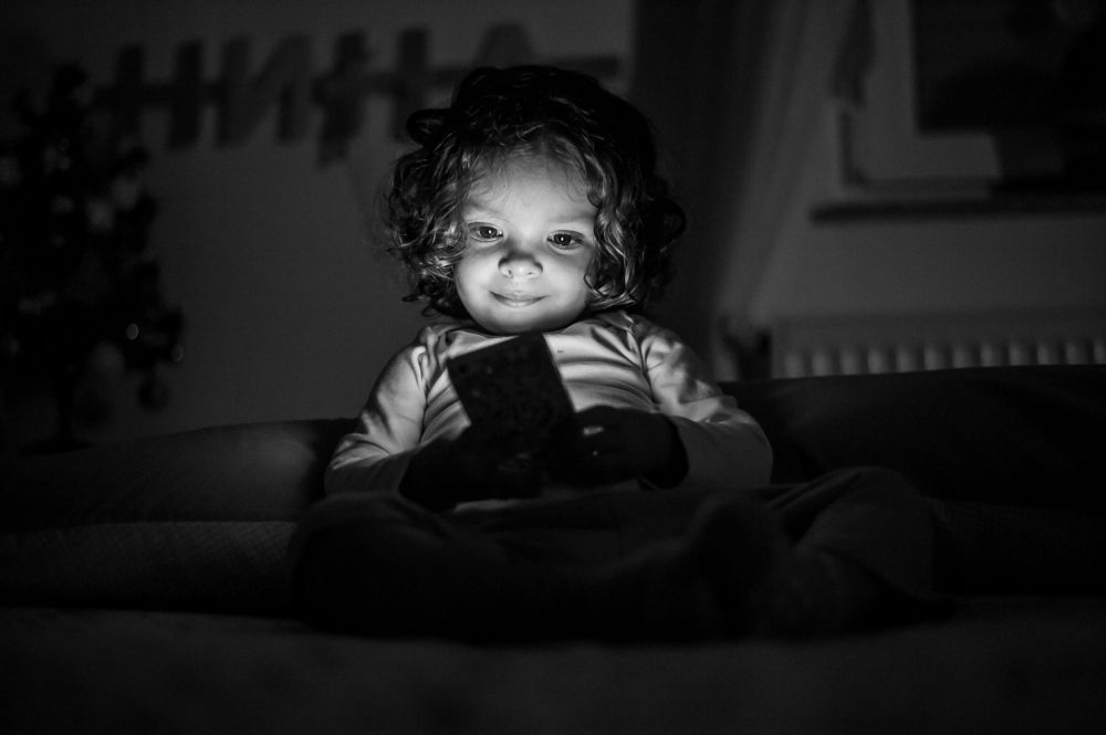 Nina watching cartoon