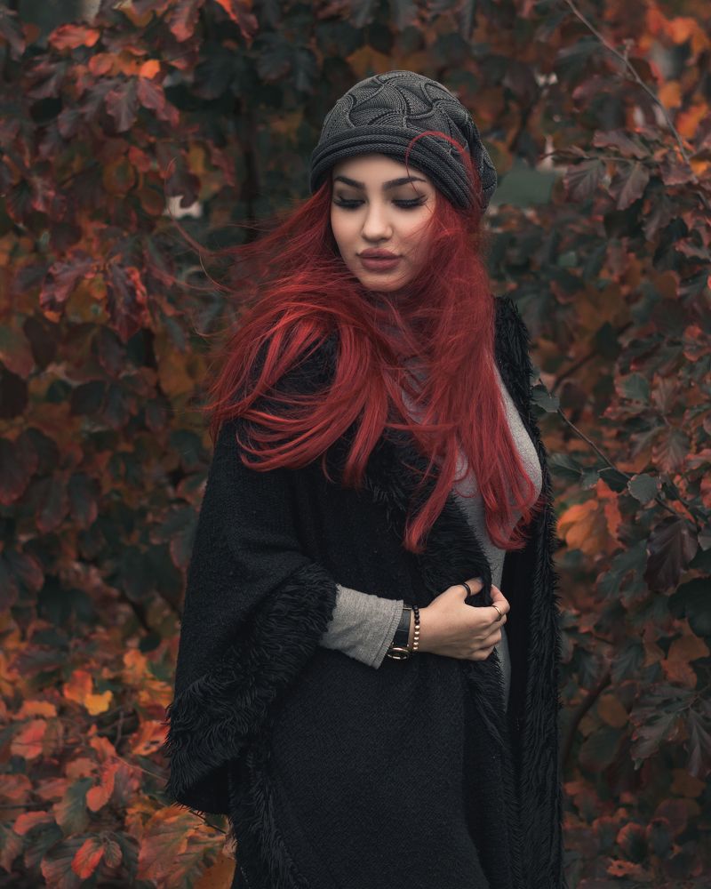 Red Hair Waves In Fall