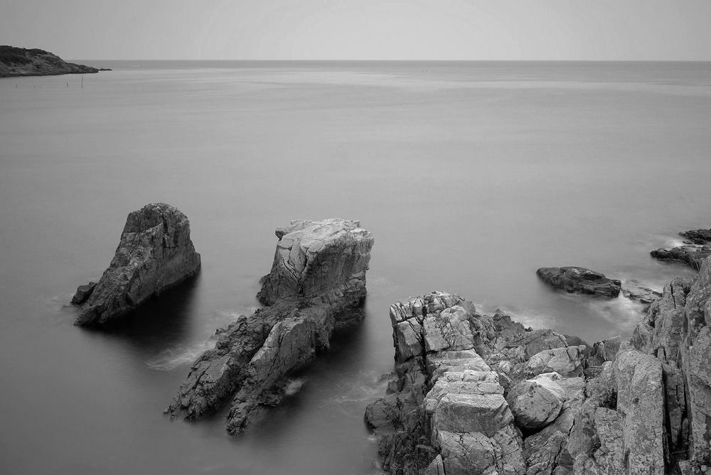 large rocks in the sea.