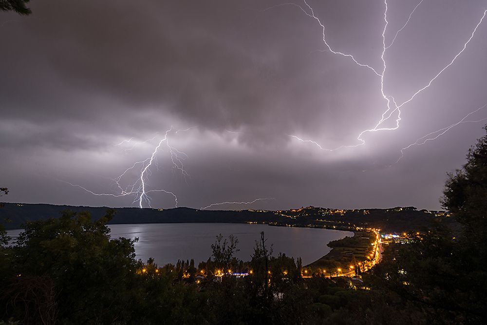 Lightning on the lake of Castel Gandolfo
