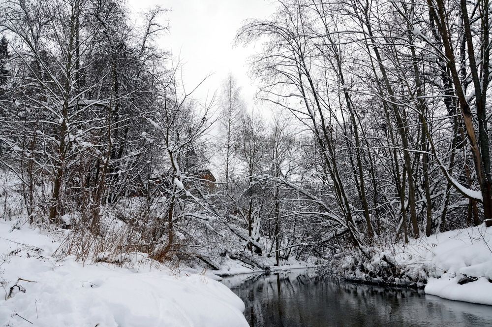 Зима, речка