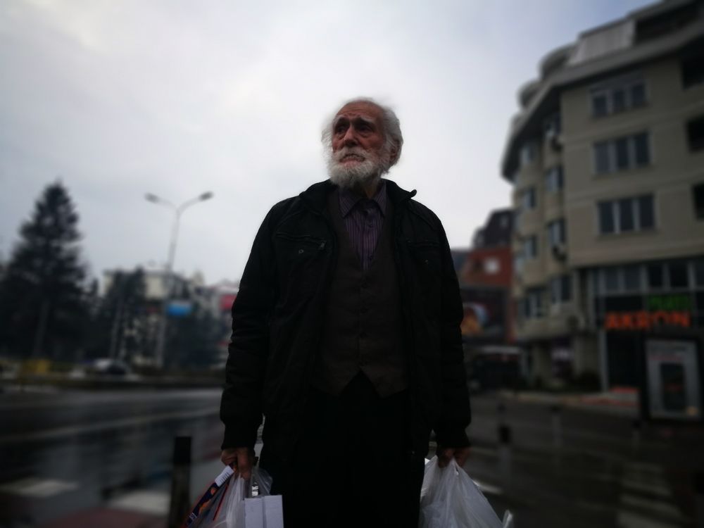 Old man waiting for his son