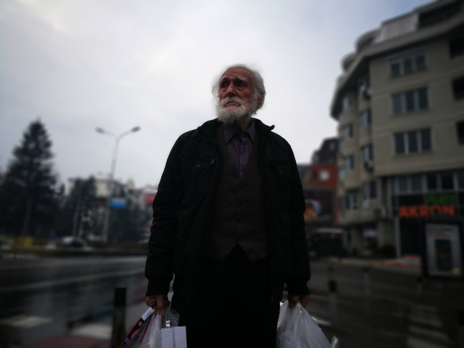 Old man waiting for his son