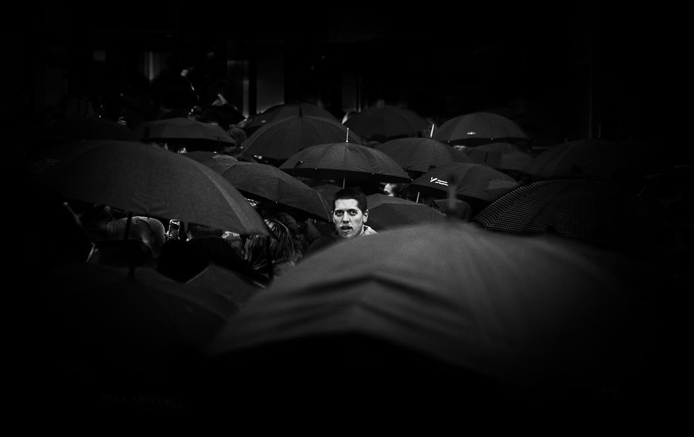 Black umbrellas