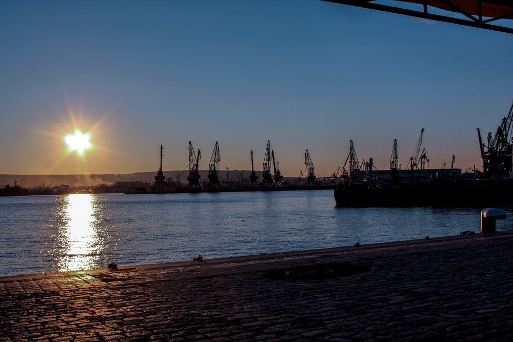 Port at sunset