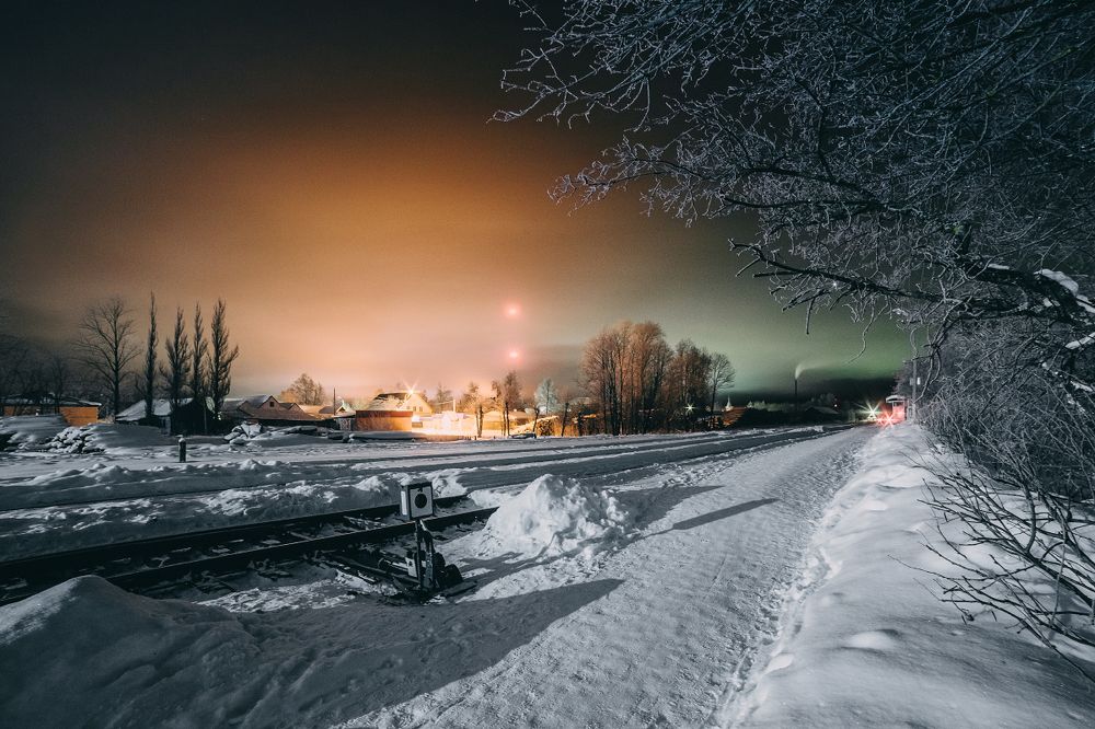 Зимняя ночь на станции