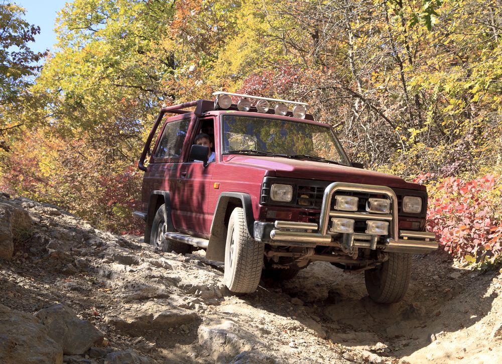 jeep on a mountain road
