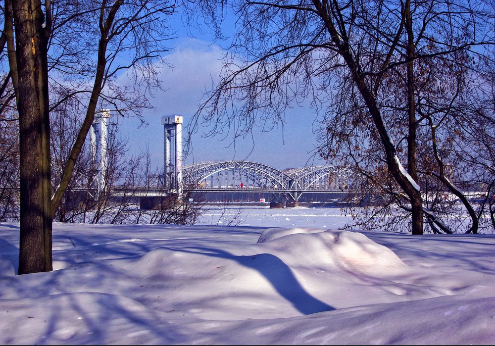 Пейзаж с Финляндским товарным мостом Санкт Петербурга.