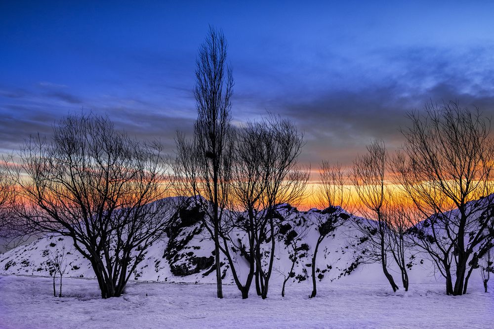 Sunset in winter
