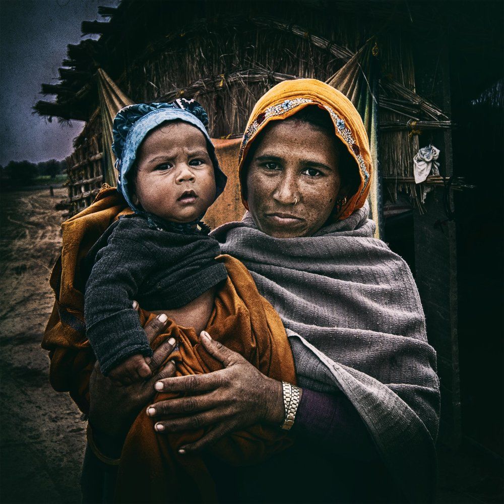 Indian woman and child
