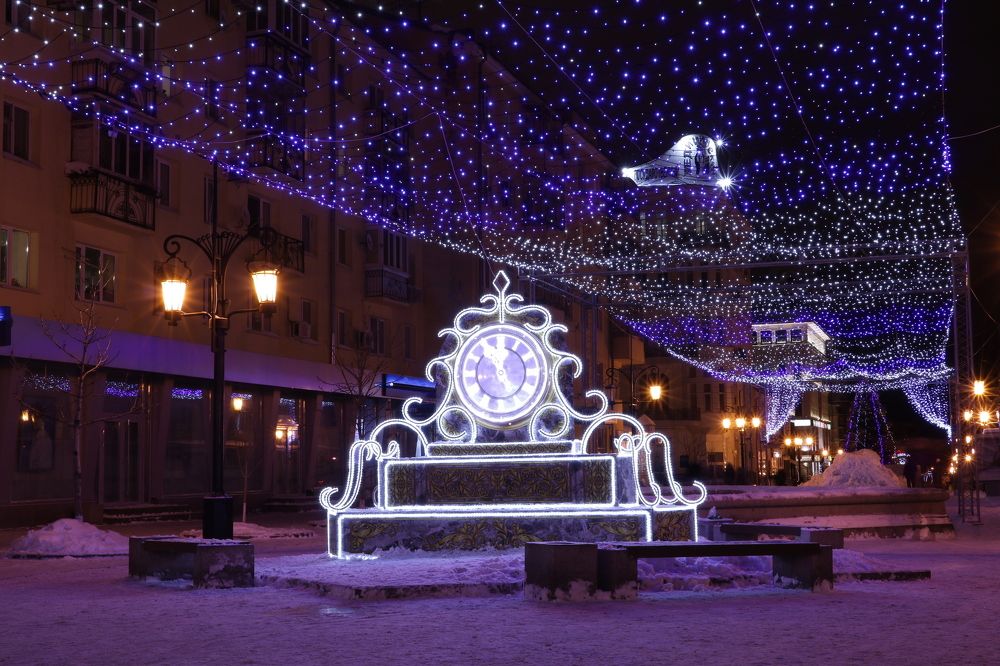 Зимние огни ночного города