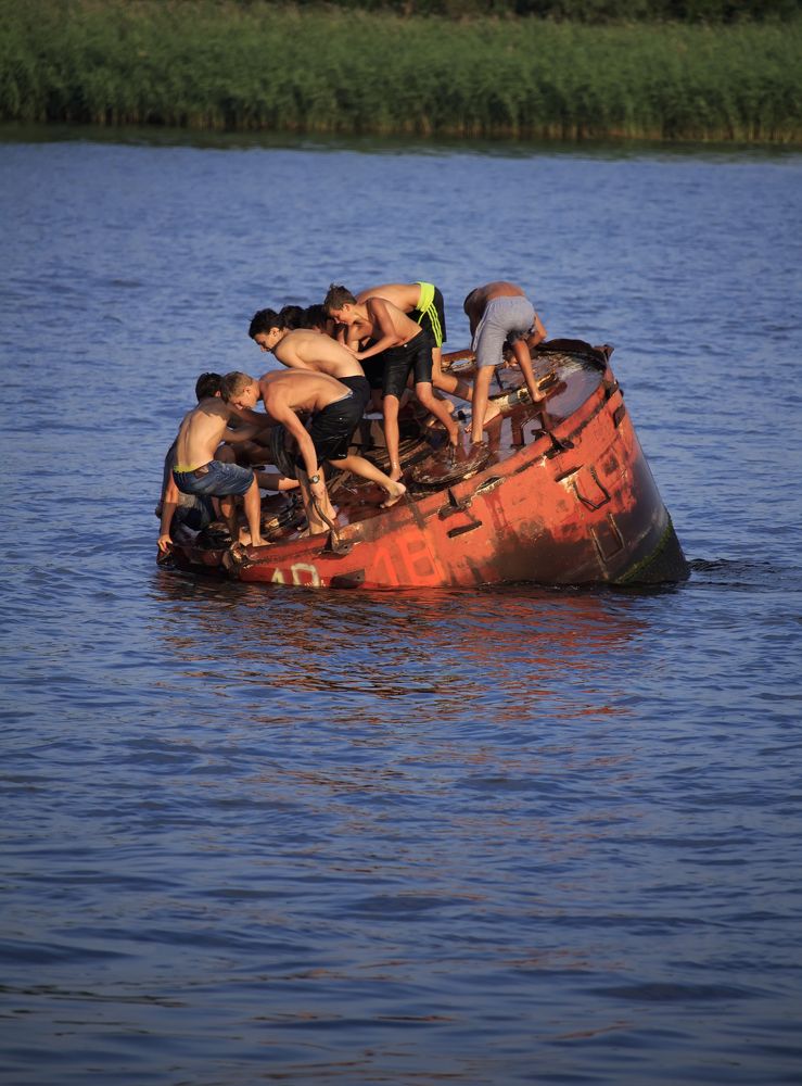 Swimming in a Dniper river