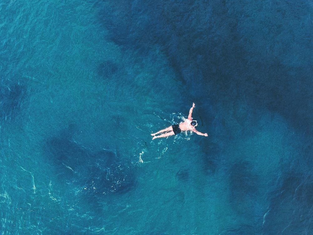 Swimmer in freezing water